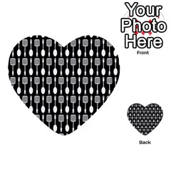 Black And White Spatula Spoon Pattern Multi-purpose Cards (heart) 