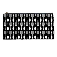 Black And White Spatula Spoon Pattern Pencil Cases