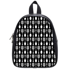 Black And White Spatula Spoon Pattern School Bags (small) 