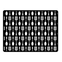 Black And White Spatula Spoon Pattern Fleece Blanket (small) by GardenOfOphir