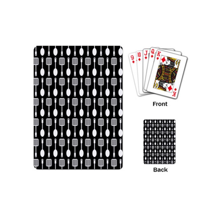 Black And White Spatula Spoon Pattern Playing Cards (Mini) 