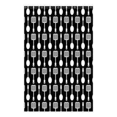 Black And White Spatula Spoon Pattern Shower Curtain 48  X 72  (small)  by GardenOfOphir