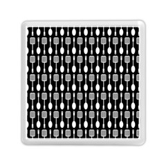 Black And White Spatula Spoon Pattern Memory Card Reader (square)  by GardenOfOphir