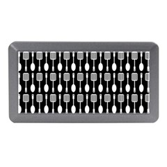 Black And White Spatula Spoon Pattern Memory Card Reader (Mini)