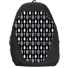 Black And White Spatula Spoon Pattern Backpack Bag