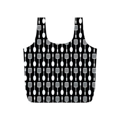 Black And White Spatula Spoon Pattern Full Print Recycle Bags (s)  by GardenOfOphir