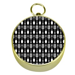 Black And White Spatula Spoon Pattern Gold Compasses