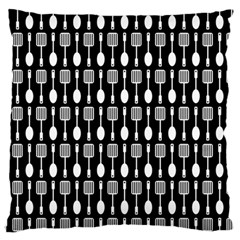 Black And White Spatula Spoon Pattern Standard Flano Cushion Cases (one Side)  by GardenOfOphir