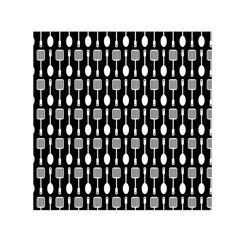 Black And White Spatula Spoon Pattern Small Satin Scarf (Square) 