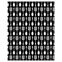 Black And White Spatula Spoon Pattern Drawstring Bag (Small)