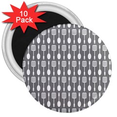 Gray And White Kitchen Utensils Pattern 3  Magnets (10 Pack) 