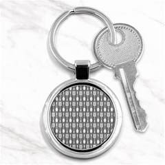 Gray And White Kitchen Utensils Pattern Key Chains (round)  by GardenOfOphir