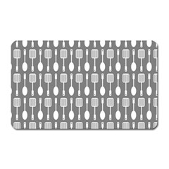 Gray And White Kitchen Utensils Pattern Magnet (rectangular) by GardenOfOphir