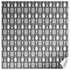 Gray And White Kitchen Utensils Pattern Canvas 12  X 12   by GardenOfOphir