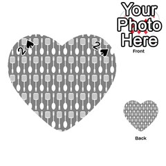 Gray And White Kitchen Utensils Pattern Playing Cards 54 (heart)  by GardenOfOphir