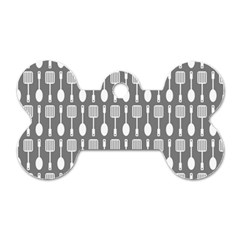 Gray And White Kitchen Utensils Pattern Dog Tag Bone (one Side) by GardenOfOphir