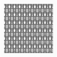 Gray And White Kitchen Utensils Pattern Medium Glasses Cloth (2-side) by GardenOfOphir