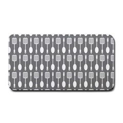 Gray And White Kitchen Utensils Pattern Medium Bar Mats by GardenOfOphir