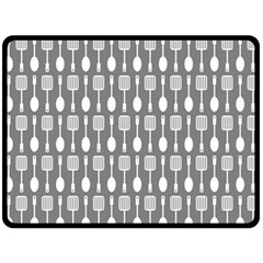 Gray And White Kitchen Utensils Pattern Fleece Blanket (large) 