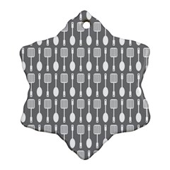 Gray And White Kitchen Utensils Pattern Ornament (snowflake) 