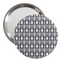 Gray And White Kitchen Utensils Pattern 3  Handbag Mirrors by GardenOfOphir