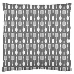 Gray And White Kitchen Utensils Pattern Standard Flano Cushion Cases (two Sides) 