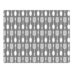 Gray And White Kitchen Utensils Pattern Double Sided Flano Blanket (large)  by GardenOfOphir