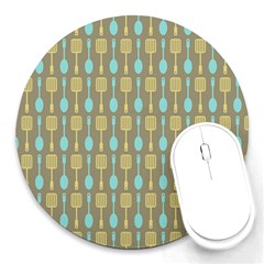 Spatula Spoon Pattern Round Mousepads by GardenOfOphir