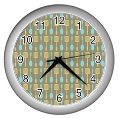 Spatula Spoon Pattern Wall Clocks (silver) 