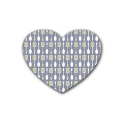 Spatula Spoon Pattern Heart Coaster (4 Pack)  by GardenOfOphir