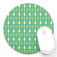 Spatula Spoon Pattern Round Mousepads by GardenOfOphir