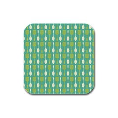 Spatula Spoon Pattern Rubber Square Coaster (4 Pack)  by GardenOfOphir