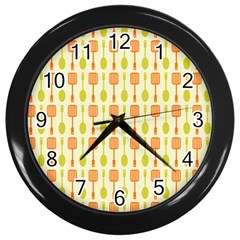 Spatula Spoon Pattern Wall Clocks (black) by GardenOfOphir