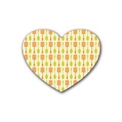 Spatula Spoon Pattern Heart Coaster (4 Pack)  by GardenOfOphir