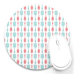 Spatula Spoon Pattern Round Mousepads by GardenOfOphir