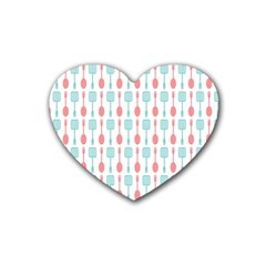 Spatula Spoon Pattern Rubber Coaster (heart)  by GardenOfOphir