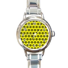 Abstract Knot Geometric Tile Pattern Round Italian Charm Watches by GardenOfOphir