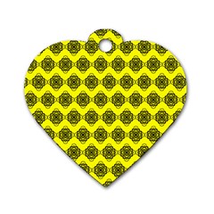 Abstract Knot Geometric Tile Pattern Dog Tag Heart (two Sides) by GardenOfOphir