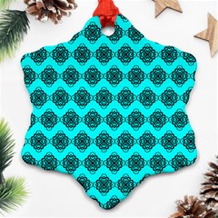 Abstract Knot Geometric Tile Pattern Snowflake Ornament (2-side) by GardenOfOphir