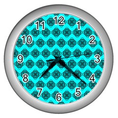 Abstract Knot Geometric Tile Pattern Wall Clocks (silver)  by GardenOfOphir