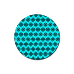 Abstract Knot Geometric Tile Pattern Rubber Coaster (round) 