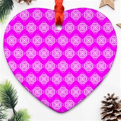 Abstract Knot Geometric Tile Pattern Heart Ornament (2 Sides) by GardenOfOphir