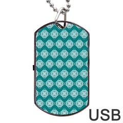 Abstract Knot Geometric Tile Pattern Dog Tag Usb Flash (one Side) by GardenOfOphir