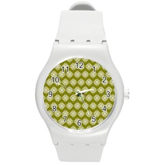 Abstract Knot Geometric Tile Pattern Round Plastic Sport Watch (m) by GardenOfOphir