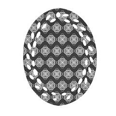 Abstract Knot Geometric Tile Pattern Oval Filigree Ornament (2-side)  by GardenOfOphir