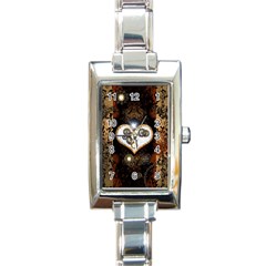 Steampunk, Awesome Heart With Clocks And Gears Rectangle Italian Charm Watches by FantasyWorld7