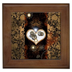 Steampunk, Awesome Heart With Clocks And Gears Framed Tiles by FantasyWorld7