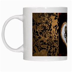 Steampunk, Awesome Heart With Clocks And Gears White Mugs by FantasyWorld7