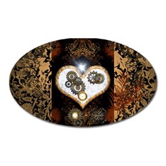 Steampunk, Awesome Heart With Clocks And Gears Oval Magnet by FantasyWorld7