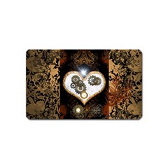 Steampunk, Awesome Heart With Clocks And Gears Magnet (name Card) by FantasyWorld7